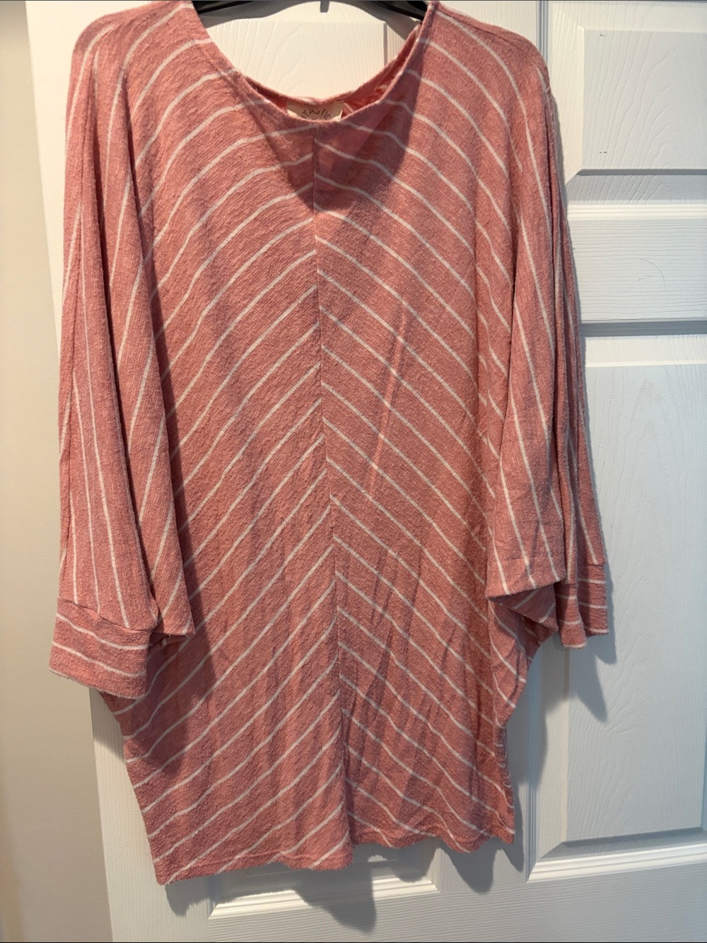 Fantastic Fawn Dusty Pink & White Striped V-Neck Tunic